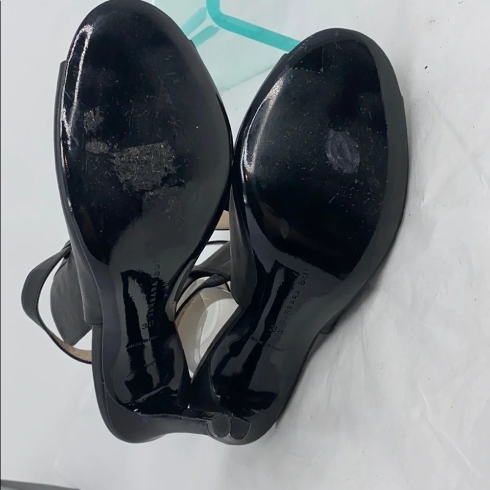 Barbara Bui Sz 38 Black Leather Ankle Wrap Heels